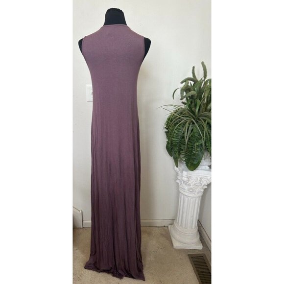 Rachael Pally Women's Purple Ruched Front Tie Deep V Neck Maxi Dress Size M - Picture 3 of 5